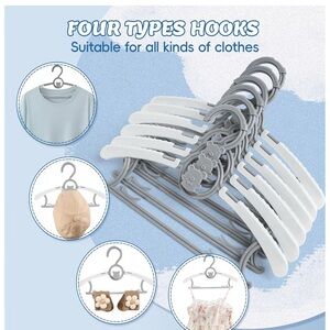 25 Gray and White Multi-Hook toddler Hangers